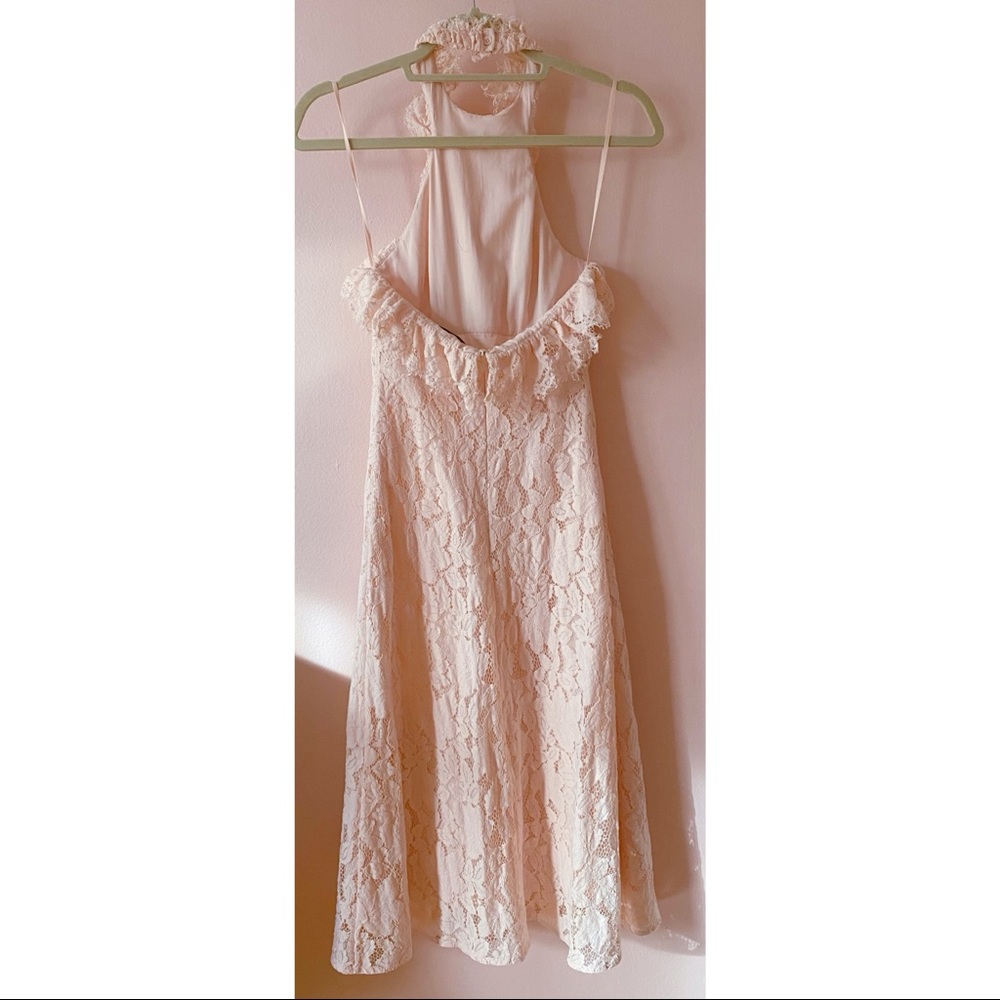 Pink Ruffle Lace Cocktail Dress - Picture 4 of 6